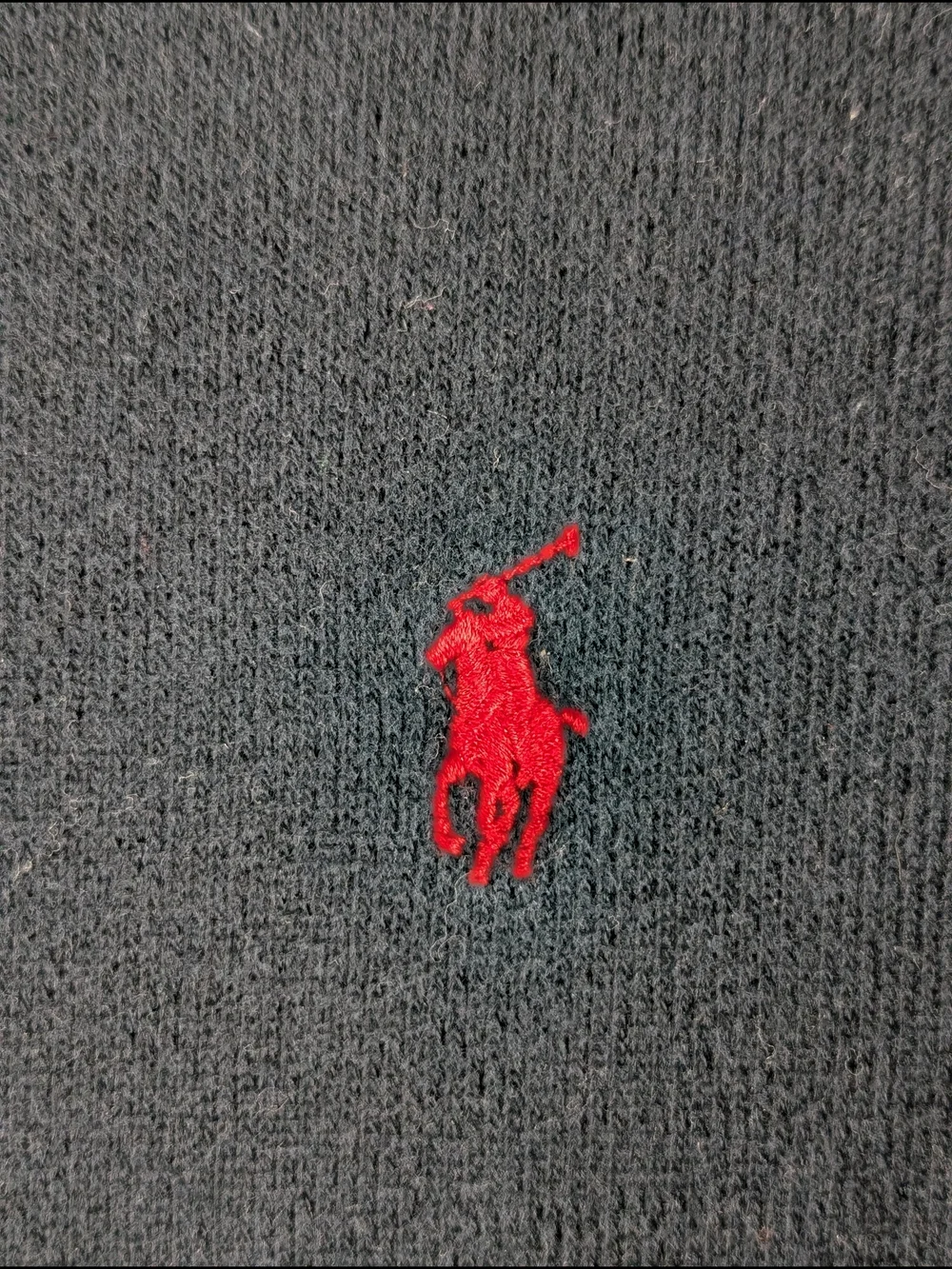 Polo‎ Ralph Lauren Full Zip Sweater Mens Large Black Cotton Red Pony Mock Neck